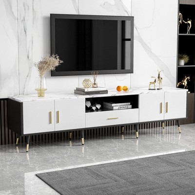 NicBex TV Stand for 80 Inch TV,TV Entertainment Center with 2 Cabinets and Open Compartments,TV Console Table for Living Room