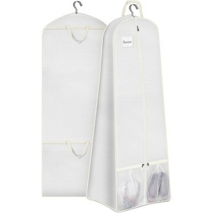 72'' Bridal Wedding Gown Garment Bag, 15'' Gusseted Cover with Shoe Pockets, Travel Storage for Prom Dresses - 1 of 4