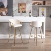 VYNXARIA 30 Inch Set of 2 Bar Stools,with Chrome Footrest and Base Velvet + Golden Leg Simple Bar Stool,Cream - 2 of 4
