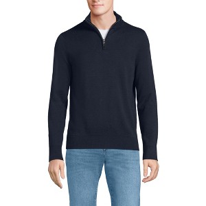 Lands' End Men's Long Sleeve Fine Gauge Cotton Quarter Zip Sweater - 1 of 3