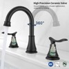 LunaLulink 2-Handle 8 inch Widespread Bathroom Sink Faucet Matt Black Lavatory Faucet 3 Hole 360° Swivel Spout Vanity Sink Basin Faucets - 3 of 4