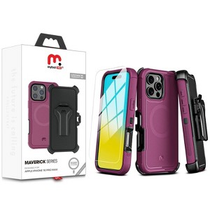 MyBat Pro Maverick Series MagSafe Case w/ Holster and Tempered Glass for Apple iPhone 16 Pro Max - Plum Plum - 1 of 4