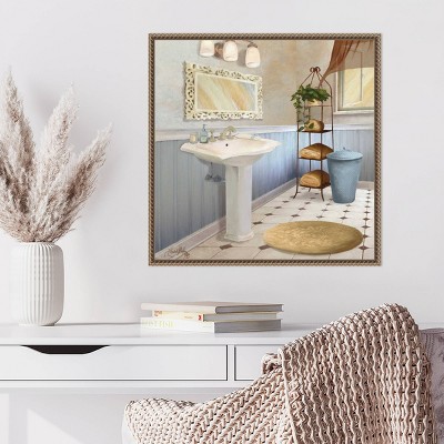 Sundance Bath II Antique Beaded Framed Canvas Wall Art, 22" x 22"
