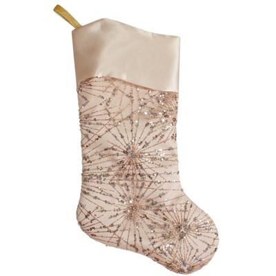 Northlight 20.5-Inch Gold Glitter and Sequin Satin Cuff Christmas Stocking