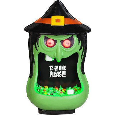 Gemmy Door Accessory Candy Bowl Whimsy Witch, Green