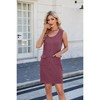 Women's Summer Sleeveless Mini Dress Casual Crewneck Button Tank Dresses Party Short T-Shirt Sundress with Pockets - 2 of 4