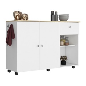Depot E-Shop Kitchen Island Cart, Six Carter, One Drawer, Double Door Cabinet, Two External Shelves, Four Interior Shelves - 1 of 4