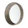 HomeRoots 28" Natural and Brown Round Wood Indoor Outdoor Tray With Handles - 4 of 4