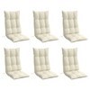 vidaXL Highback Chair Cushions Outdoor Seat Pads - Set of 6 - Cream - Water-Resistant Oxford Fabric with PP Hollow Fiber Filling - 47.2"x19.7"x2.8" - 3 of 4