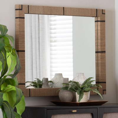 bali & pari Mirai Bohemian Woven Grasscloth Rectangle Accent Mirror