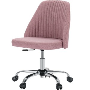 GlasFlength Modern Fabric Seating Sets with Wheels, Armless and Adjustable Swivel Office Desk Chairs, for a Variety of Occasions, Pink, 21"*21"*18" - 1 of 4