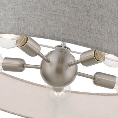 Elmhurst 26" Brushed Nickel & Shiny White 5-Light Drum Pendant