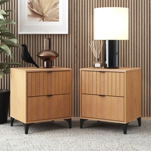 Galano Zaffy 2 Drawer Nightstand Set of 2 (18.9" W x 15.7" D x 23" H) in Knotty Oak, Amber Walnut, Dusty Gray Oak - 1 of 4