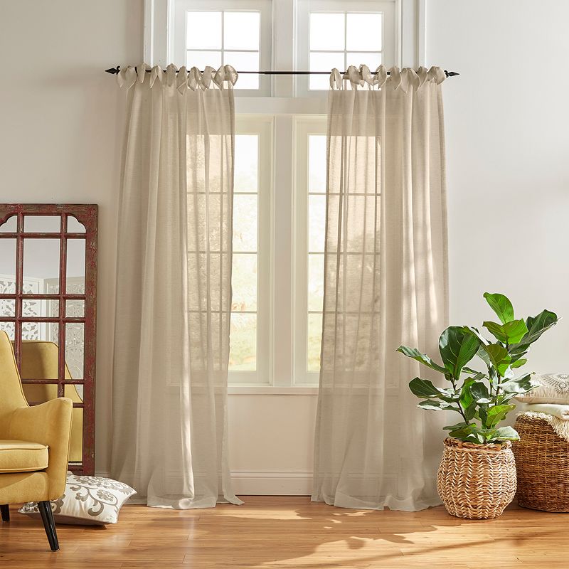 Vienna Tie-Top Sheer Cottagecore Single Window Curtain Panel - Elrene Home Fashions, 1 of 4