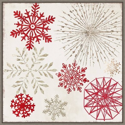 22" x 22" Christmas Snowflakes II Framed Wall Canvas White - Amanti Art