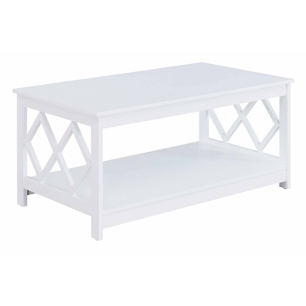 Diamond Coffee Table White - Breighton Home: Mid-Century Modern, 2-Tier Design, MDF Construction