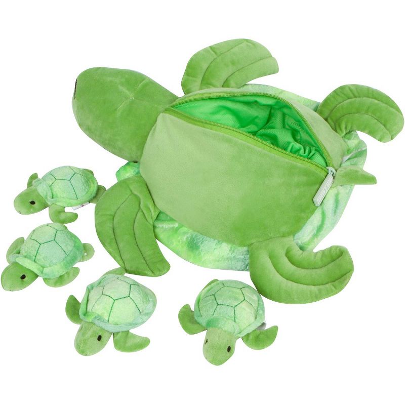 PixieCrush Plush Stuffed Turtle Mommy Toy with 4 Babies  in her Tummy for kids, 4 of 7