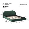 Queen/King Size Platform Bed, Boucle Fabric Upholstered Bed Frame with Curved Headboard - ModernLuxe - 3 of 4