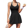 Attraco Women's Tennis Dresses with Shorts Pockets and Bra V Neck Racerback Golf Outfits - 2 of 4