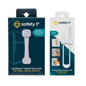 Safety 1st OutSmart Multi-Use Lock White + Double Door Baby-Proofing Cabinet Locks 2pk White - 1 of 4