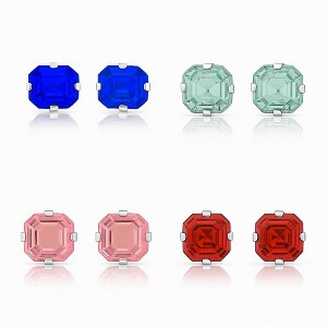 Cute 925 Sterling Silver Ascher-Cut CZ Studs Earrings - 1 of 4