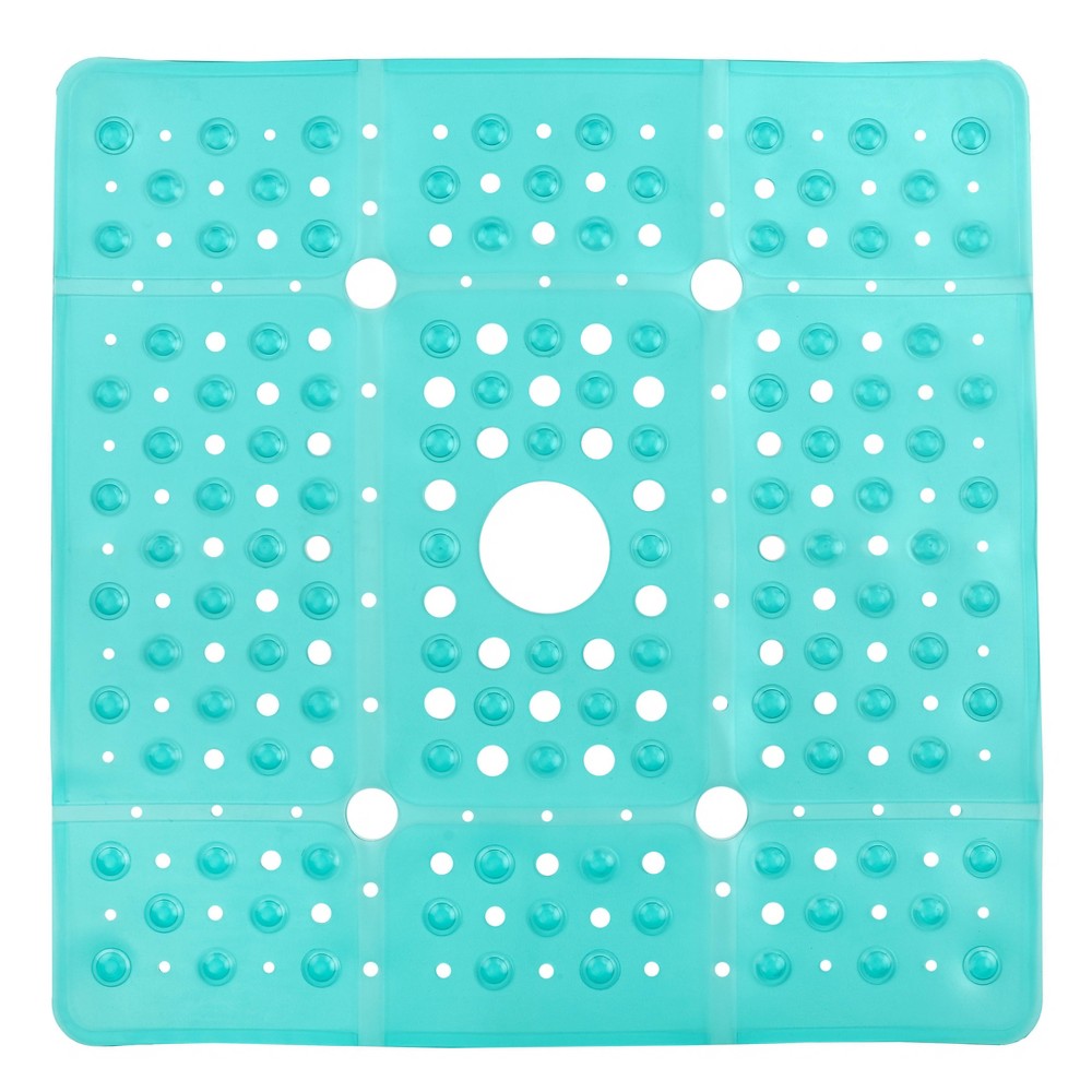 Photos - Bath Mat XL Non-Slip Square Shower Mat with Center Drain Hole Aqua - Slipx Solution