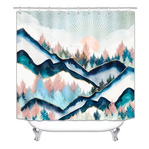 Colorful Mountain Shower Curtains for Bathroom Waterproof Fabric Bath Curtain Durable Soft Stylish Bathroom Decor 72x72 Inch - 1 of 1