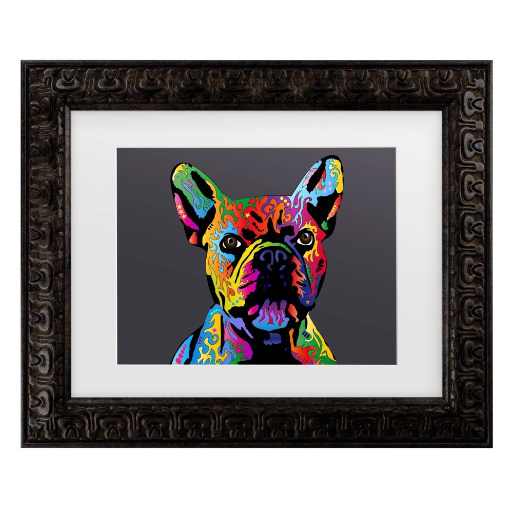 Trademark Fine Art 11"x14" Michael Tompsett French Bulldog Gray Matted Framed Art Dark Gold