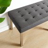 Modway Loft Tufted Large Upholstered Faux Leather Bench Silver Gray - 2 of 4