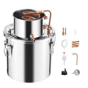 VEVOR Alcohol Still, 5 Gal / 19 L Stainless Steel Water Alcohol Distiller with Copper Coil, Home Brewing Refining Fermentation Kit, Silver - 1 of 4