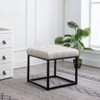 18" Square Button Tufted Metal Ottoman - WOVENBYRD - 3 of 4