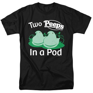 Easter Two Peeps In a Pod Adult T-Shirt Black - 1 of 4