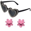 Willow & Ruby Kid's Fun Sunglasses with Hair Clip Set for Girls - Sunnies & Claws in Black With Pink Flower Hair Claws - 2 of 4