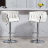 Kumasinova Adjustable Counter Height Bar Stools Set of 2, 360° Swivel Bar Stools with Woven Back & Footrest, Silver Chromed Bar Stools - 3 of 4