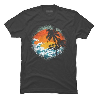Men's Design By Humans Tropical Waves By clingcling T-Shirt