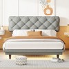 Twin/Full Size Linen Fabric Upholstered Bed with Light Stripe, Floating Platform Bed - ModernLuxe - image 2 of 4