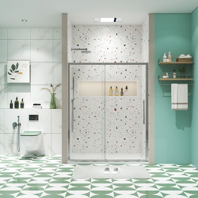 NicBex Shower Door 44"-48"Wx72"H Double Sliding Shower Door with 1/4" (6mm) Tempered Glass for Walk-in Shower