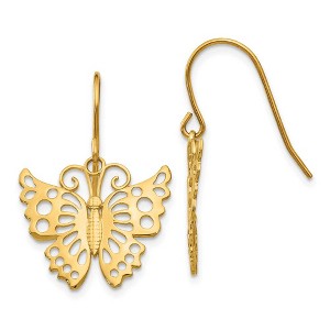 Black Bow Jewelry 19mm Cutout Butterfly Dangle Earrings in 14k Yellow Gold - 1 of 4