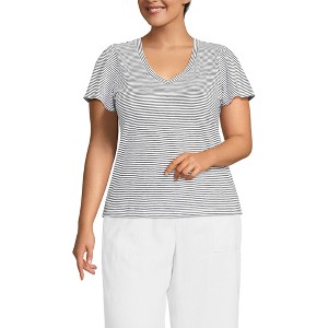 Lands' End Women's Slub Flutter Sleeve V-Neck T-Shirt - 1 of 4
