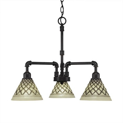 Toltec Lighting Vintage 3 - Light Chandelier in  Dark Granite with 7" Chocolate Icing Shade