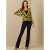 INSPIRE CHIC Women's Notched Collar Long Sleeve Button Front Striped Blazer - 2 of 4