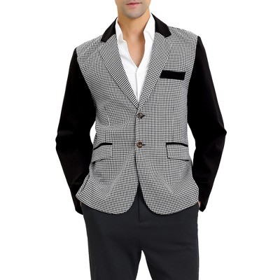 Lars Amadeus Men's Plaid Pattern Button Up Slim Fit Casual Sports Coat