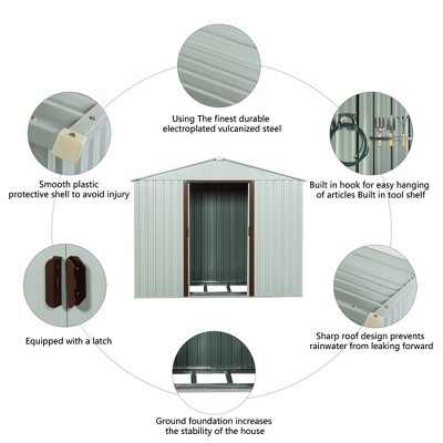 6ft x 5ft White Metal Storage Shed with Windows and Sliding Doors