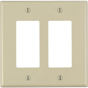 Leviton Decora 2-Gang Plastic Oversized Rocker Decorator Wall Plate, Ivory - 1 of 1
