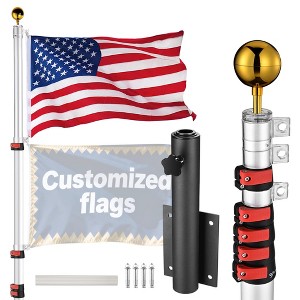 Yescom 20Ft Telescoping Flagpole with Dock/Deck Mount Display Sign for Events Housebuilders - 1 of 4