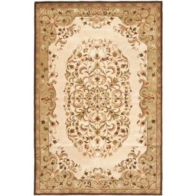 Heritage Hand-Tufted Beige/Green Pure Wool 6' x 9' Area Rug