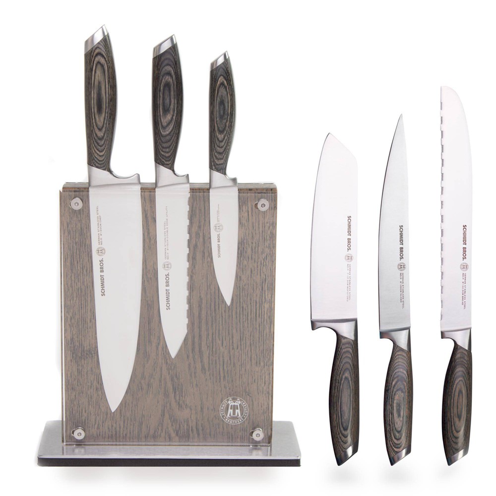 Photos - Kitchen Knife Schmidt Brothers Cutlery Bonded Ash 7pc Knife Block Set