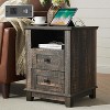 AMERLIFE 18" Farmhouse End Table 2 with Charging Station & 2 Storage Drawers - 2 of 4
