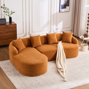 98.8" L-Shaped Chenille Sectional Sofa, 3-Seater Modular Couch with Curved Chaise, No Assembly for Living Room Apartment-3irtyhousy - 1 of 4