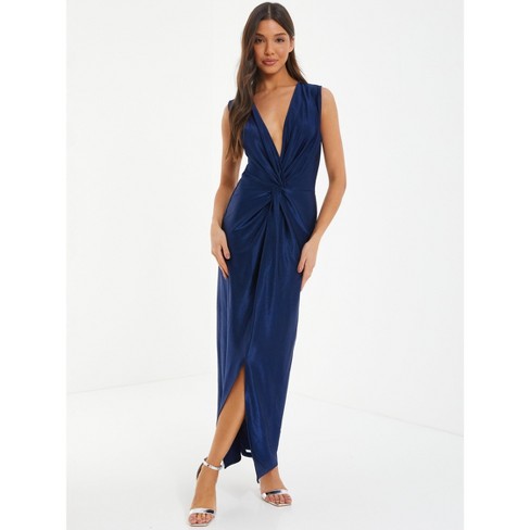 V-neck Twist Front Maxi Dress